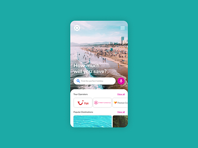 Travel app landing page concept design search bar ui ux web