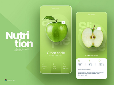 Nutrition and Diet app clean color creative design diet app figma green nutrition app nutritionist ui ui ux ux vector xddailychallenge