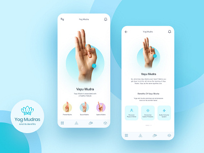 Yoga/Meditaion app 100daychallenge blue clean ui color concept creative design figma meditation mudra typography ui ui ux ux yoga yoga app