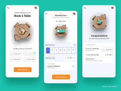 Restaurant Table booking 100 day challenge appdesign booking booking system brand identity branding clean concept creative figma interaction design restaurant app tablebooking ui ui ux ux