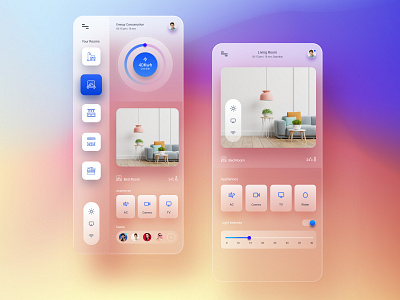 Smart Home UI clean concept creative design glass graphic home automation iot app smart home smart home app smart house smarthome ui ux ux