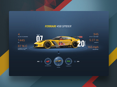 Sports Car UI Interface car color creative design gui mobile sports ui ux website