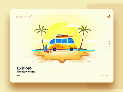 Summer Illustration UI Crad color creative design desktop hero image ui ui card ux