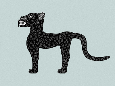 Protector animal animal logo blackandwhite circles design dots ear fangs flat handmade illustration leopard pattern paws silhouette spots statue tail texture vector
