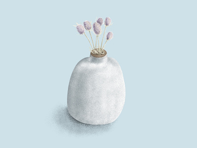 Playing with texture in still life. blue ceramic design editorial floral flower flowers grain gritty hand drawn handmade heath illustration minimal pottery procreate stilllife texture thistle vase