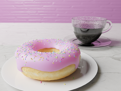 Doughnut 3d bakery blender cafe clay clean coffee cup design donut doughnut food graphic light model render snack soft tea