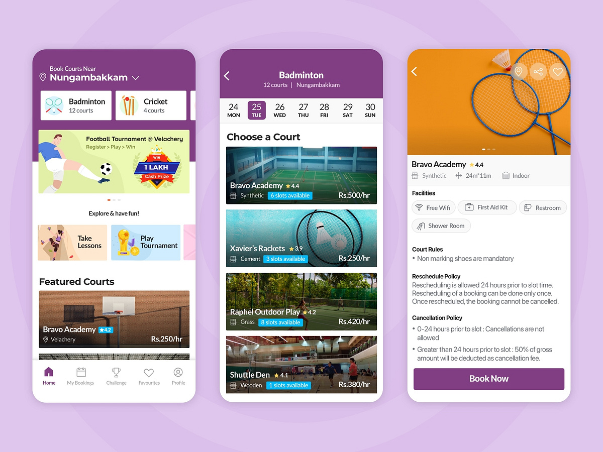 Court Booking App by S Carvin Michael on Dribbble