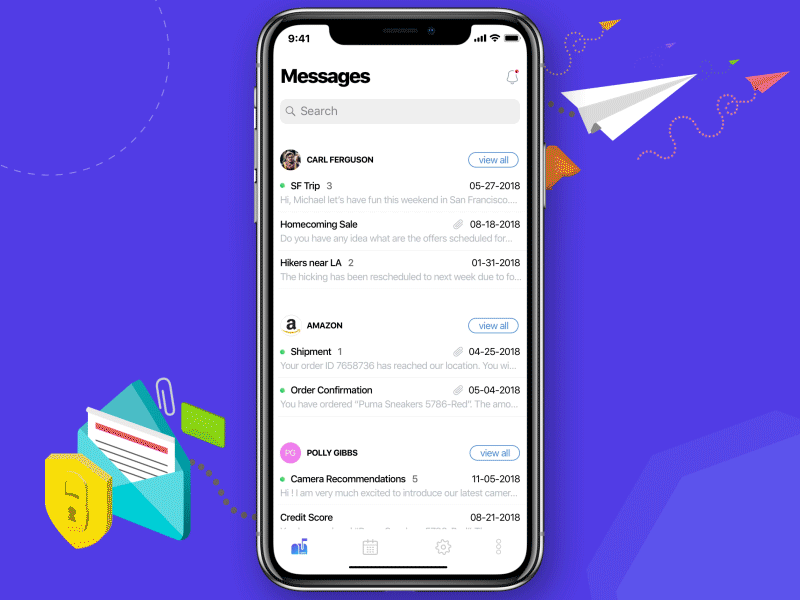 Mail App animation clean gif interaction iphone mail message mobile organize ui ux