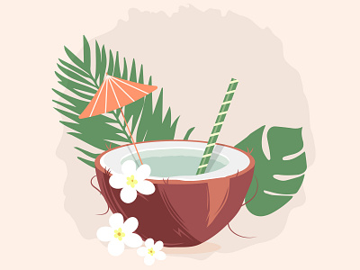 Refreshing coconut cocktail adobe illustrator ai cocktail coconut design graphic design illustration vector vector image