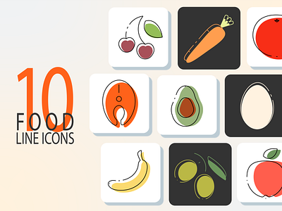 App icons: healthy food adobe illustrator ai app app icons background design food food line icons graphic design illustration logo