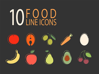 App line icons: healthy food adobe illustrator ai app app icons background branding design food food line icons graphic design illustration