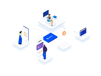Wyre - Website animation animation app bitcoin character coin currency ecommerce flat illustration isometric isometry money motion design outline smartphone transaction wallet