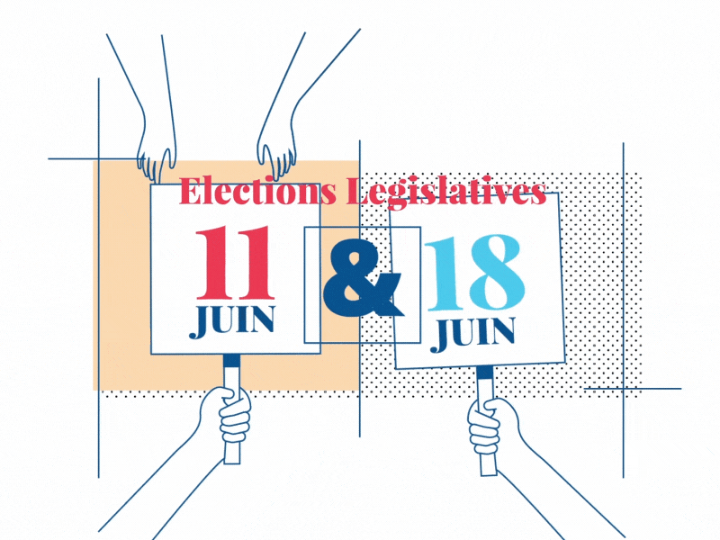 Elections Législatives 2017 animation 2d art direction election hand illustration motion design panel particular transition vote