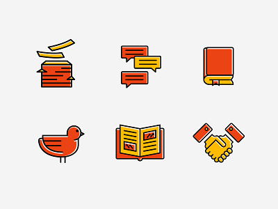 Business Icon bird book business check design dialog hand icon illustration orange paper yellow