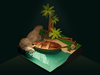 Tropical island blender blender3d illustration island isometric isometric art