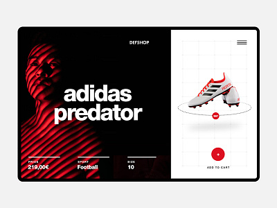 Adidas Predator UI Concept adidas black white bold red shoe shopping sport ui web