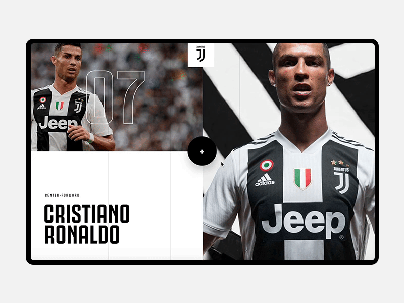 Juventus Turin :: Creative Menu Concept animation black white classic football juventus menu modern ronaldo ui website
