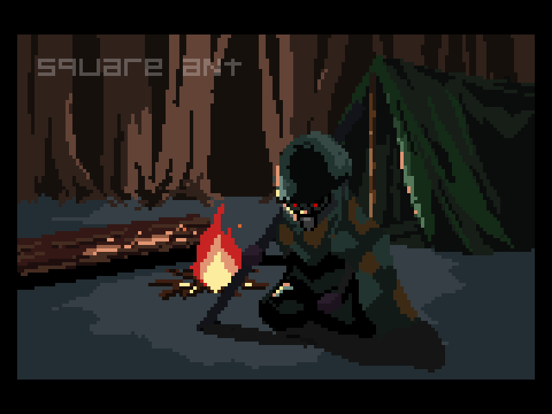 Pixelart Animation : a resting soldier