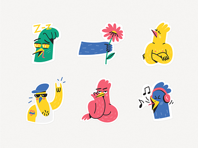 Stickers for Snapchat bird chicken cool cute drawing duck flower funny hand hooligans illustration mood music rock singer sleepy snapchat stickermule stickerpack stickers
