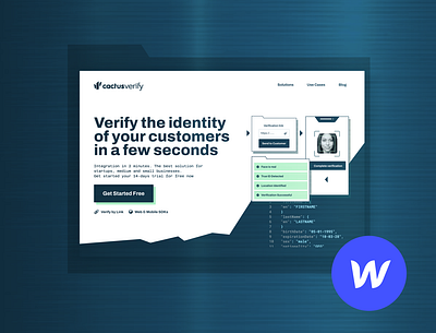 Cactus Verify (inside Webflow website) design illustration landing logo ui web webdesign webflow