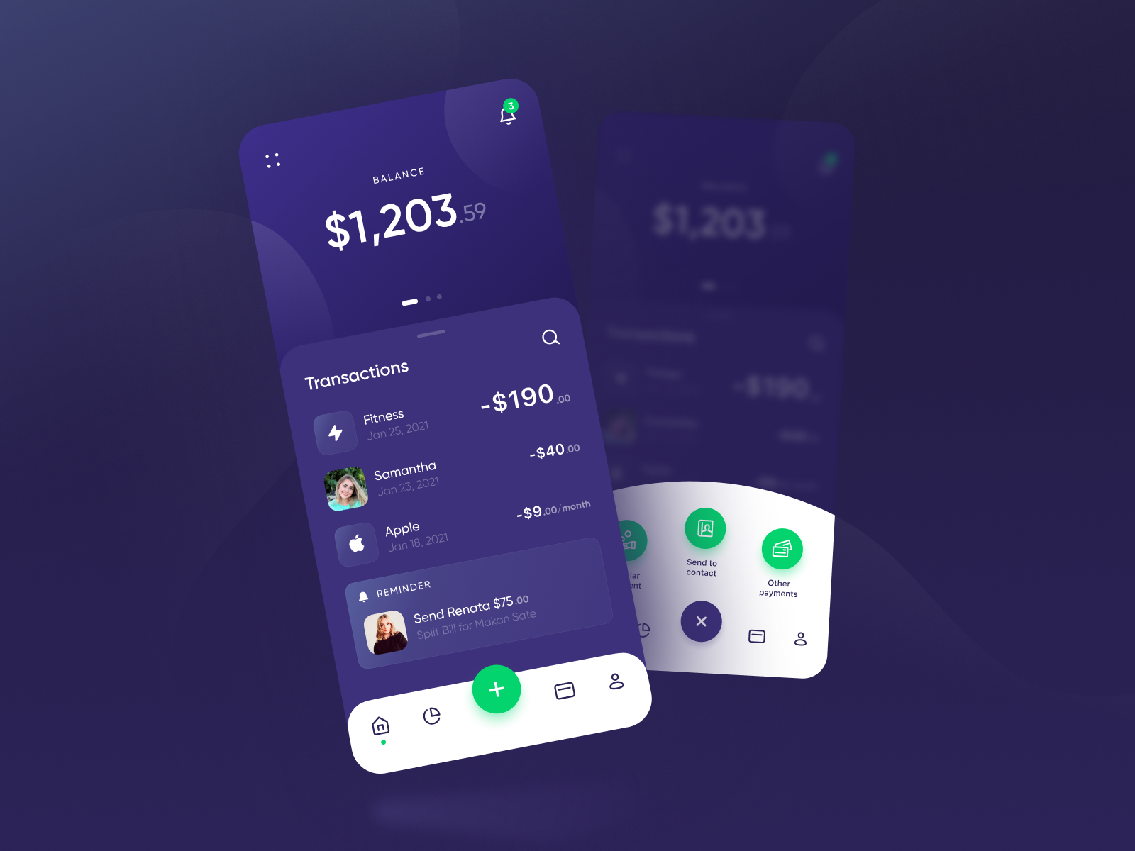 Finance app UI design