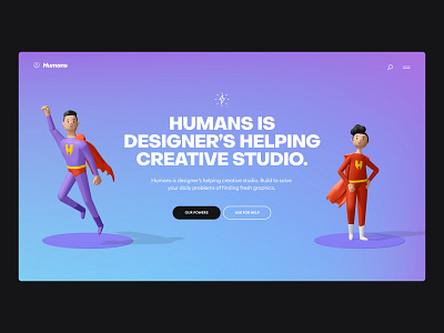 Super Hero 3d 3d character gradient illustration landing portfolio studio super hero superhero ui webdesign