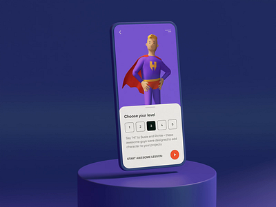 Super Hero 3d 3d animation card colors gradient iphone mobile mockup presentation superhero ui