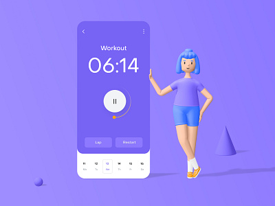 3d character 3d 3d character 3d icon calendar illustration mobile mobile ui workout