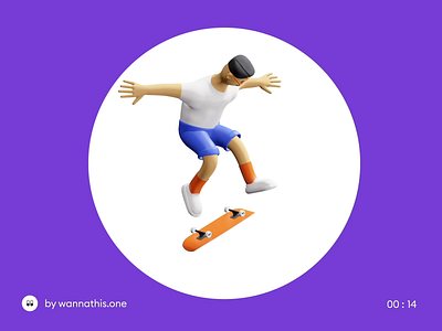 3d character skater 3d 3d animation 3d character 3d icon animation character icon illustration loop motion skater sport