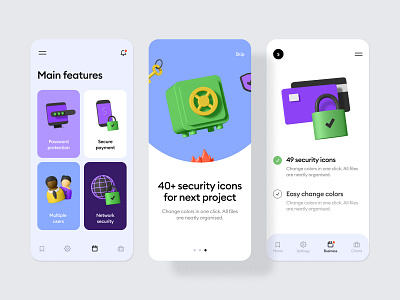 3d security illustration set 3d 3d icon set card feature features icons illustration mobile password payment protection secure settings walkthrough