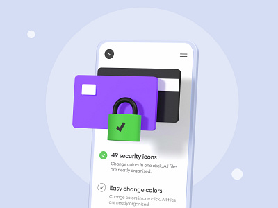 secure payment 3d 3d 3d set card features icons illsutration lock mobile payment secure