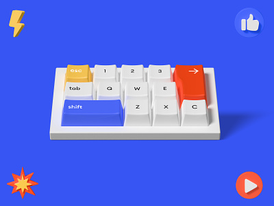 Kukla 2.0 icons and illsutrations pack 3d 3d explosion 3d icon 3d play blender blue characters cinema figma illustration keyboard like button trending ui yellow