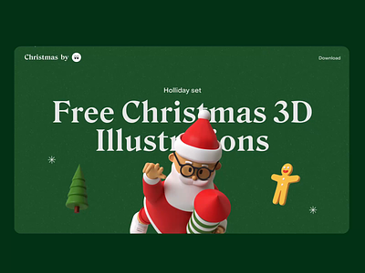 Free Christmas 3d Illustrations for Figma and Sketch 3d 3d candle 3d candy 3d icon 3d illustration 3d santa christmas christmas tree green hands landing new year promo santa claus trending uiux