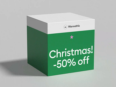 Christmas Sale email template. -50% OFF on all 3D illustrations. 3d 3d character 3d icon animation christmas sale email glitch template