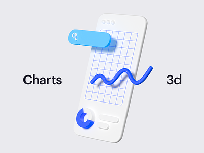 3d mobile chart 3d chart 3d icon 3d illustration 3d line chart blender mobile chart ui wannathis