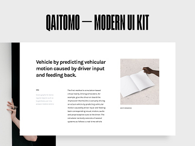 Qaitomo UI Kit [article] article grid landing layout minimal text ui ui kit