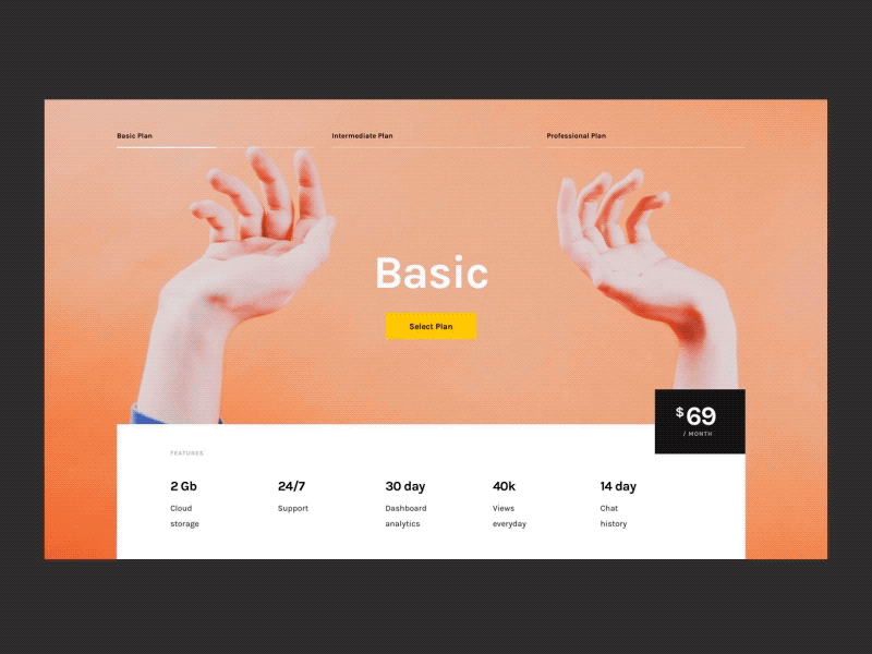 Pricing + Grid animation grid landing layout minimal pricing style transition ui ux