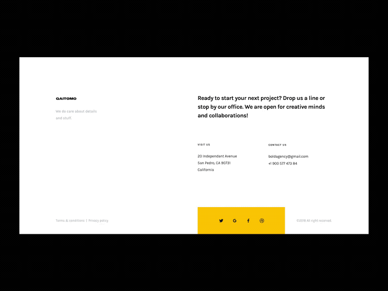Footer about contacts footer grid landing layout minimal newsletter subscribe ux yellow