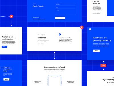 Wireframe pack blue contacts features journey map landing prototype userflow ux wireframe