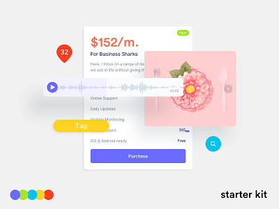 Starter Kit card carousel color gallery palette player pricing purchase ui ui kit uiux