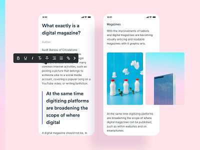 Mobile app carousel clean gallery ios mobile pink rainbow rich text texture ui ui kit ux