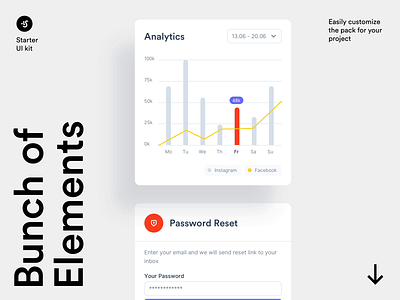 Starter Kit activity analytics audio card chart charts dashboard features form music pricing registration