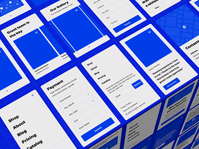 Wireframe UI kit animation c4d features gallery header mobile prototype transition ui kit wireframe