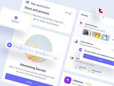 Starter UI kit activity audio avatar dashboad interface popups ui kit