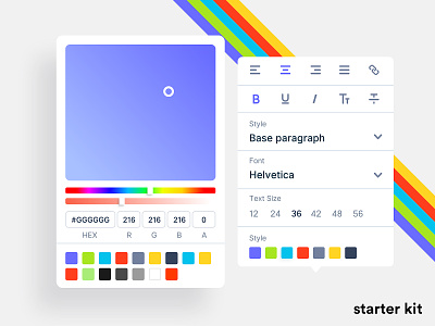 Starter UI kit character color palette color picker dashboard fonts rainbow rich text text ui kit