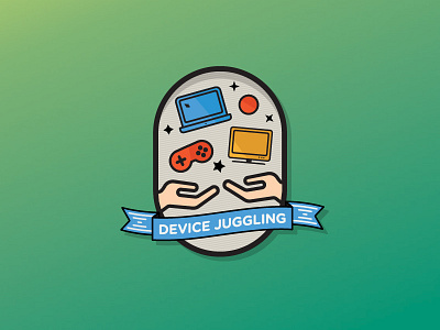 Device Juggling agency badge color denver design fun vector