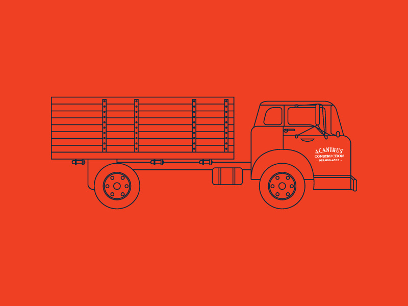 Truck Illos work vector line work old school construction typography durham tshirt illustration freelance branding