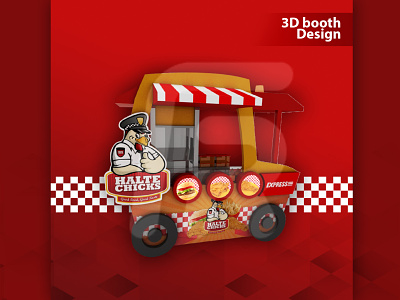 Halte Chicks 3D Booth Design 3d 3d booth 3d booth design 3d design 3d food stall 3d model booth branding business logo design food stall food stall design graphic design illustration logo logo design vector