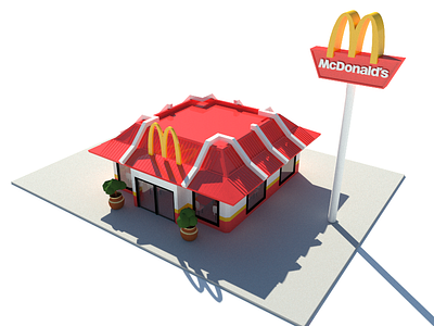 McD Restaurant big c4d drive hamburger in mac mcdonalds vray