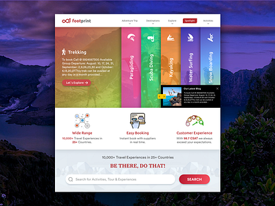 Footprint - An Adventure Travel Company adventure color design dribbble homepage design icon illustration interface travel typography ui ux